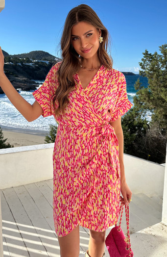 Wrap-Jurk-Print-Roze-Geel-2