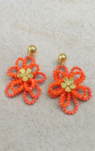 Beads-Flower-Oorbellen-Koraal