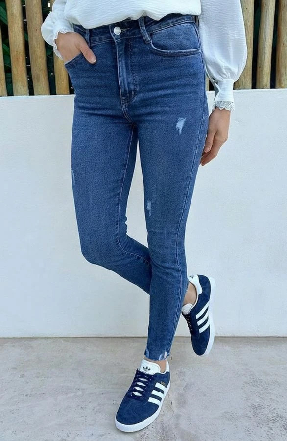 Damaged-Stretch-Skinny-Jeans-Dark-Blue-FMH-226
