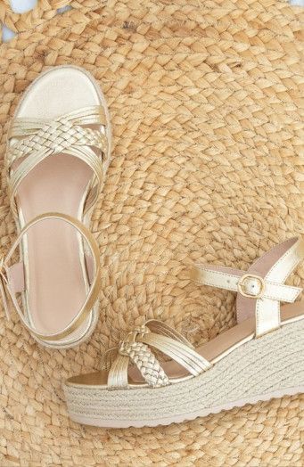 Espadrille-Wedgesandalen Gold