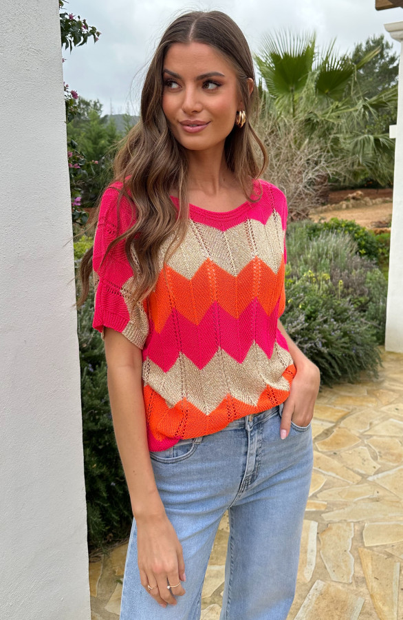 Gehaakte-Trui-Zigzag-Fuchsia-Oranje-4