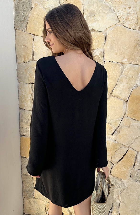 Longsleeve-Jurk-Open-Rug-Zwart-66-2