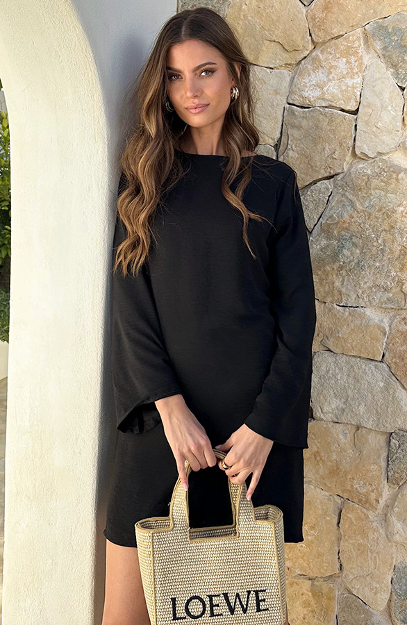 Longsleeve-Jurk-Open-Rug-Zwart-66-3