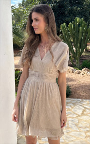 Lurex-Waistband-Dress-Short-Sleeve-Gold-66-5