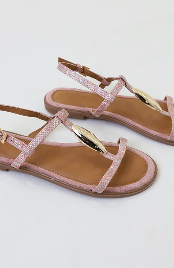 Luxury-Flat-T-Strap-Sandals-Pink-3