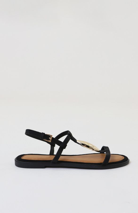 Luxury-Flat-T-Strap-Sandals-Zwart-1