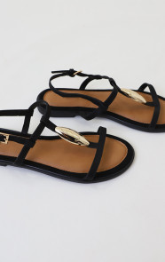 Luxury-Flat-T-Strap-Sandals-Zwart-3