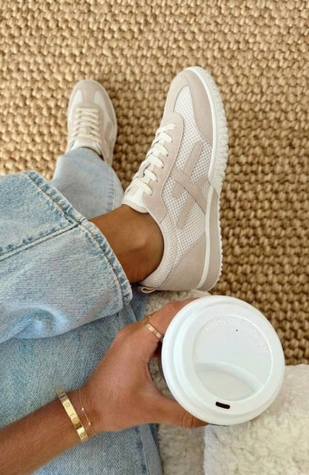 Damen-Sneaker aus Mesh, Beige