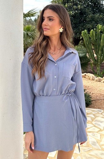 Oversized Wickel-Playsuit, Denimblau