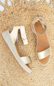 Plateau-Sandalen-Dames-Goud-Metallic