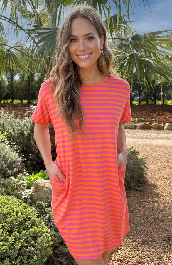 Pocket-Tuniek-Strepen-Fuchsia-Oranje-3