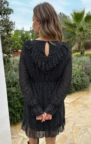 Ruffle-Polkadot-Print-Jurk-Zwart-5