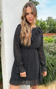 Ruffle-Polkadot-Print-Jurk-Zwart-6