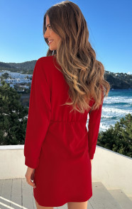 Scuba-Long-Sleeve-Jurk-Rood-66-4
