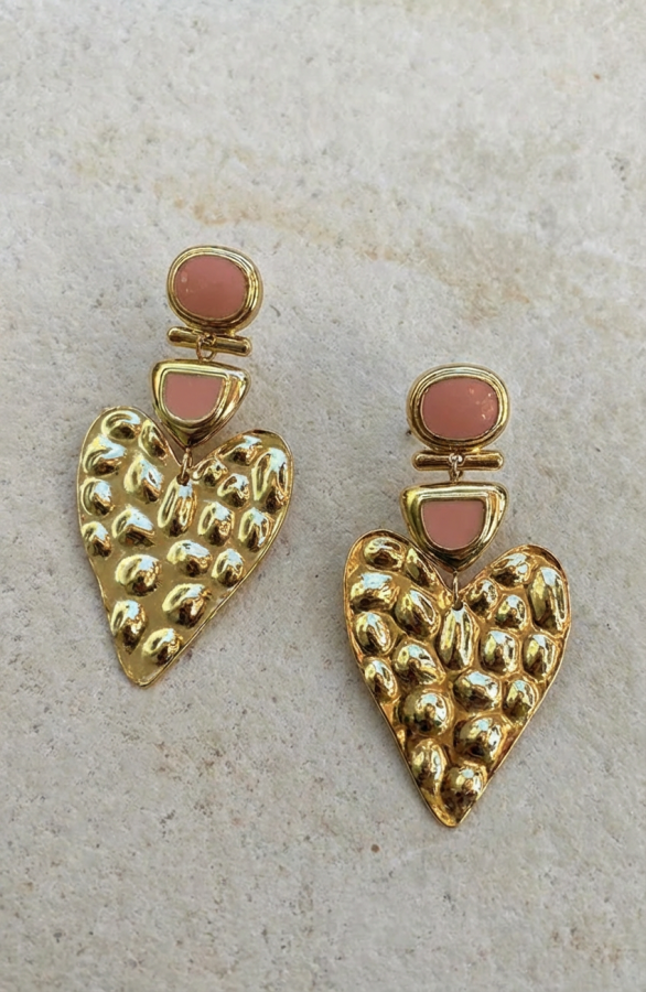 Statement-Heart-Oorbellen-Goud-Pink