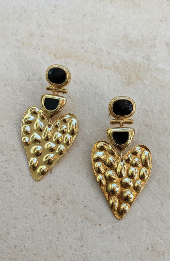 Statement-Heart-Oorbellen-Goud-Zwart-1