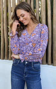 V-hals-Knopen-Blouse-Paisley-Lila-3