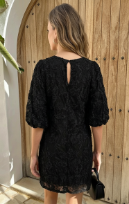 Ballonmouw-Flowerprint-Jurk-Zwart-66-1