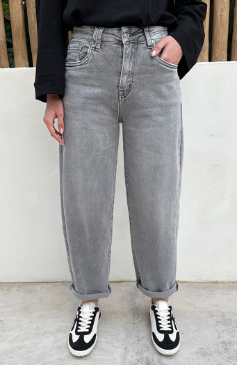 Barrel Jeans Stretch Grau