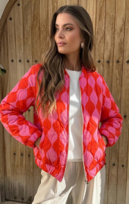 Bomber-Jacket-Classic-Print-Fuchsia-Red