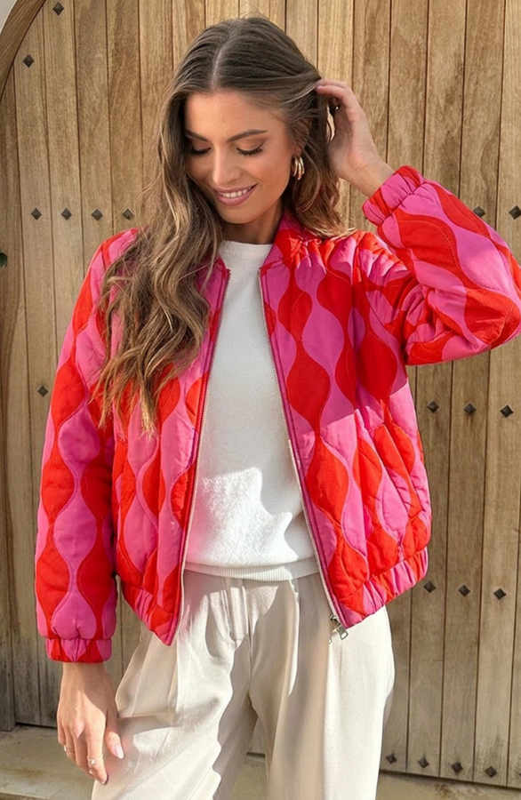 Bomber-Jacket-Classic-Print-Fuchsia-Red-2