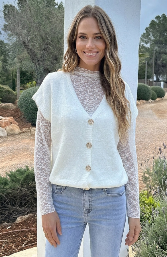 Cardigan-Short-Sleeve-Ecru-kanten-top-3