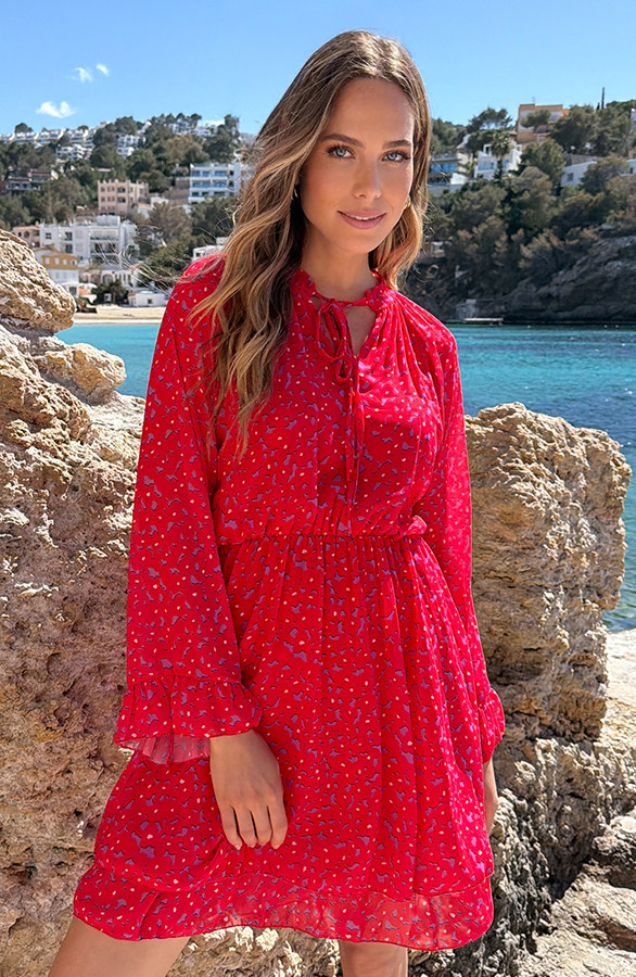 Chiffon-Bloemenprint-Jurk-Rood-6-7
