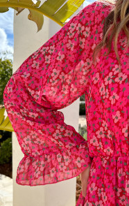Chiffon-Bloemenprint-Jurk-Roze-1