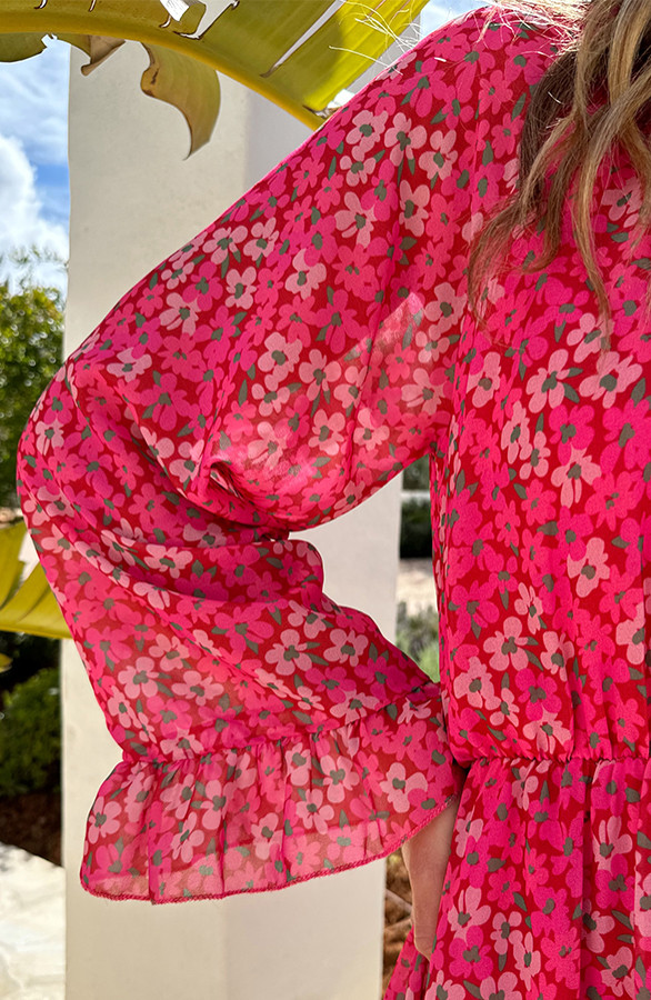Chiffon-Bloemenprint-Jurk-Roze-1