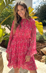 Chiffon-Bloemenprint-Jurk-Roze-5
