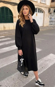 Comfy-Oversized-Sweater-Dress-Zwart-1