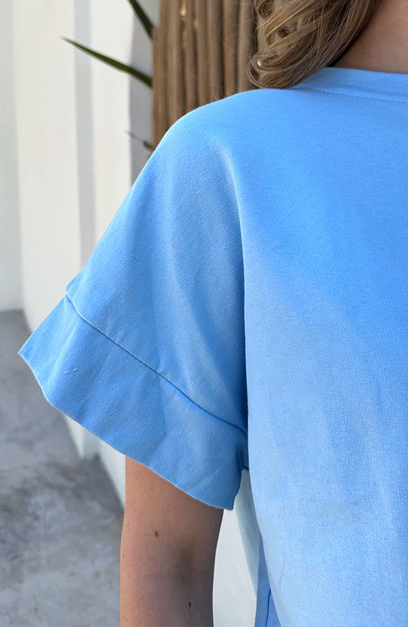Dames-Loose-Fit-T-Shirt-Katoen-Baby-Blue-1