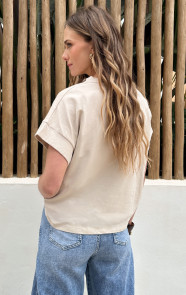 Dames-Loose-Fit-T-Shirt-Katoen-Beige-2