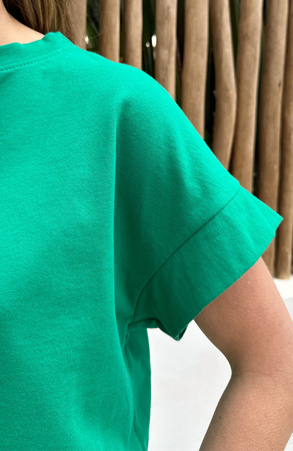 Dames-Loose-Fit-T-Shirt-Katoen-Bright-Green-1