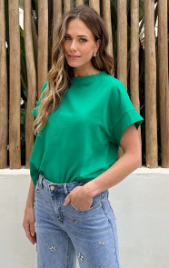 Dames-Loose-Fit-T-Shirt-Katoen-Bright-Green-2