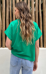 Dames-Loose-Fit-T-Shirt-Katoen-Bright-Green-3