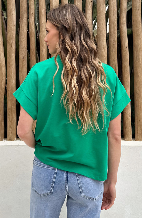 Dames-Loose-Fit-T-Shirt-Katoen-Bright-Green-3