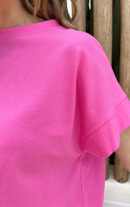 Dames-Loose-Fit-T-Shirt-Katoen-Candy-Pink-1