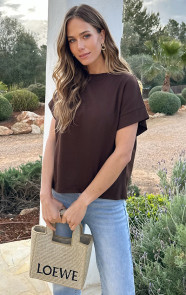 Dames-Loose-Fit-T-Shirt-Katoen-Choco-1