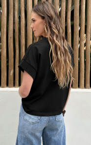 Dames-Loose-Fit-T-Shirt-Katoen-Zwart-2
