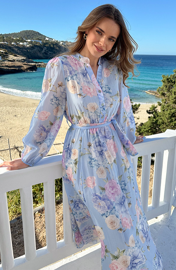 Elegante-Jurk-Bloemenprint-Baby-Blue-3