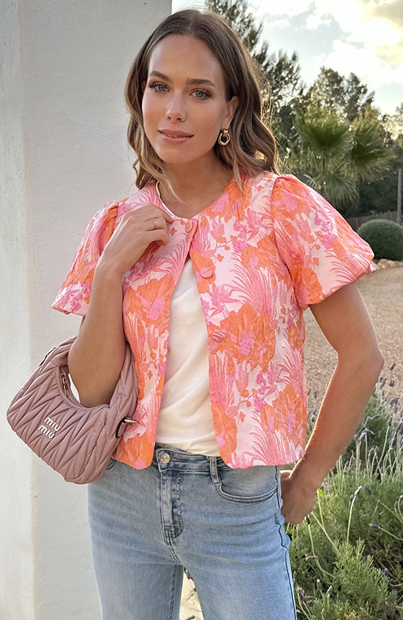 Floral-Jacquard-Puff-Sleeve-Soft-Jacket-3