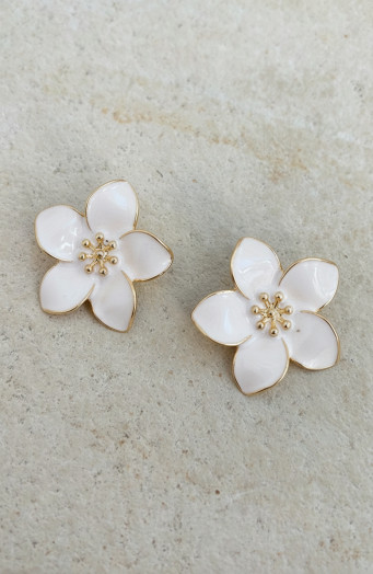 Blumenohrringe aus Gold und Perlmutt
