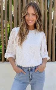 Fringes-Pofmouwen-Top-Ecru
