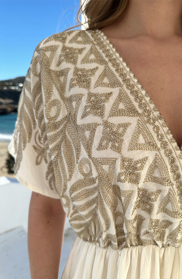Geborduurde-Midi-Zomerjurk-Dames-Goud-10