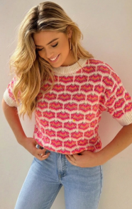 Knitted-Detail-Print-Trui-Fuchsia-1