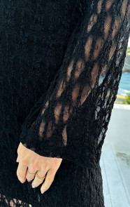 Lace-Flared-Mouwen-Jurk-Zwart-4