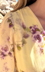 Long-Sleeve-V-neck-Dress-Flower-Yellow