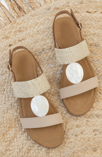 Luxuriöse, detailreiche Sandale Beige