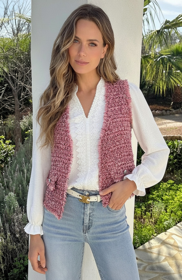 Luxury-Lurex-Tweed-Gilet-Pink-55-2